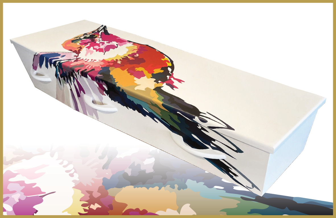 Persoonlijke kist personaliseren kist wrappen kist bijzondere kist afscheid op maat kolibrie